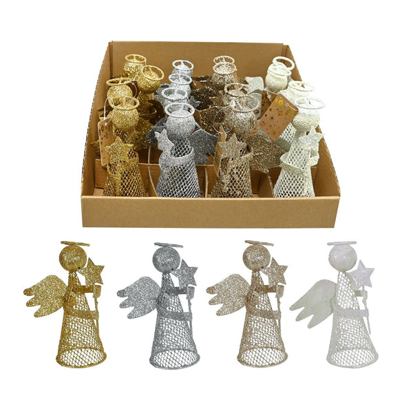 Glitter Metal Angel Decoration | 14cm, Assorted Colours