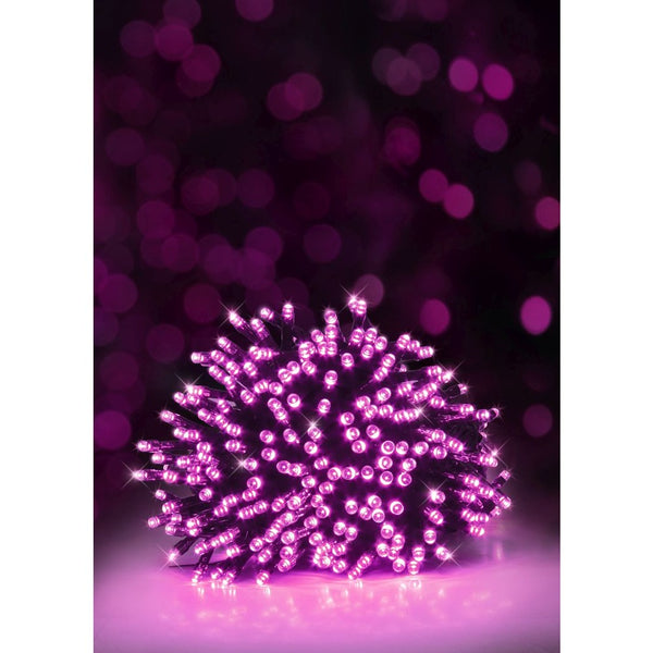 Christmas LED Pink Chaser String Lights | 100 Lights, Indoor Use, Low Heat