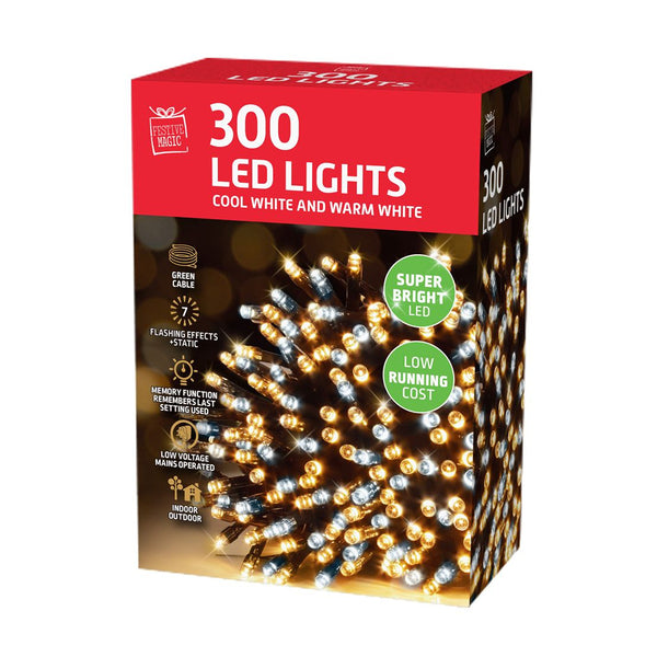 LED Lights 300 White-Warm White | IP20, 5m Lead Wire, 5cm Spacing