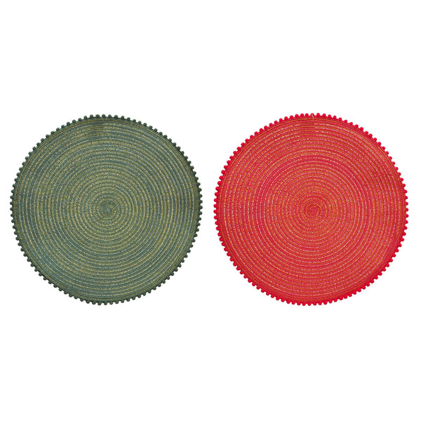 Metallic Placemat with Pom Pom Edge | 38cm, Assorted Colours