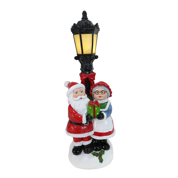 Light Up Mr Mrs Claus Lamppost | 36.5cm, Warm White LED, 3 x AAA