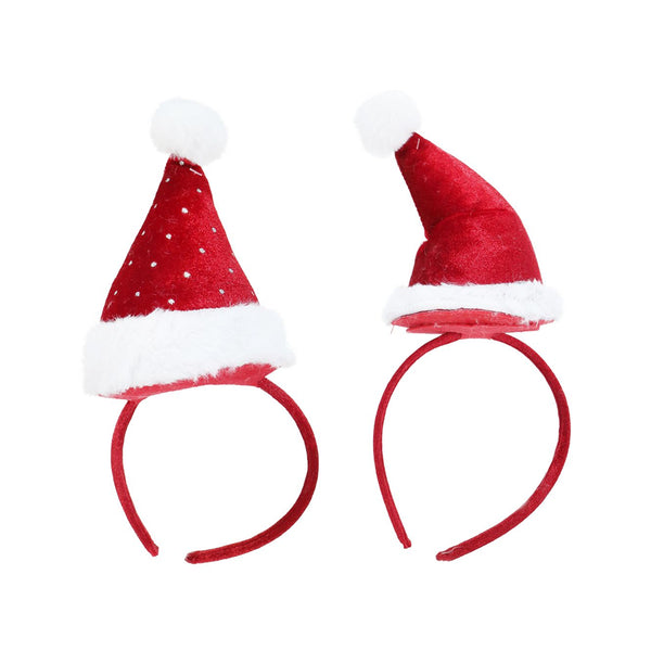 Headband Velvet Santa Hat | 2 Assorted Designs, Glitter Silver Dots