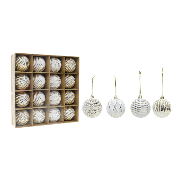 Fancy Christmas Baubles 60mm | Pack of 16, Gold, Assorted Designs
