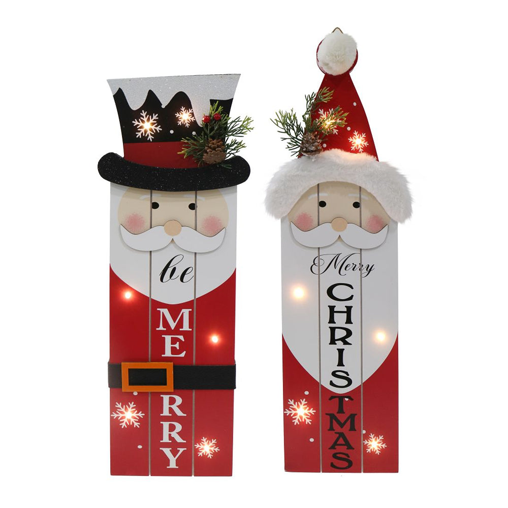Light Up Santa Plaque 50cm | Warm White LED, Assorted Designs