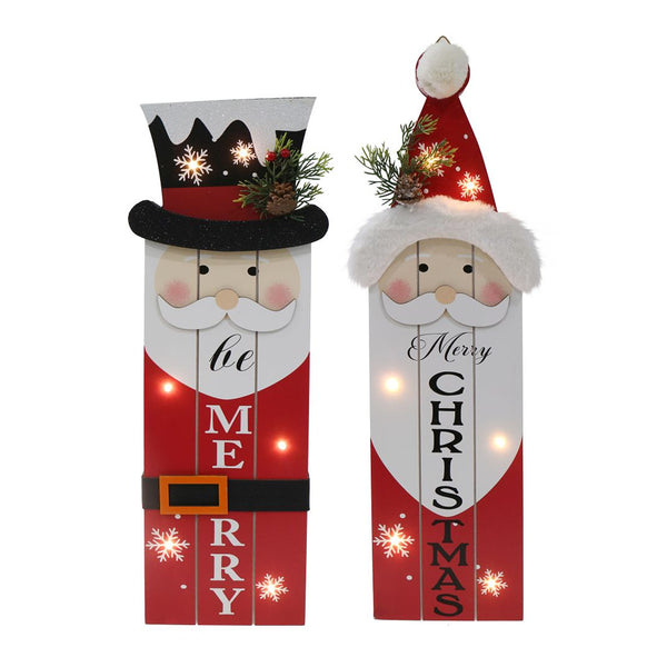 Light Up Santa Plaque 50cm | Warm White LED, Assorted Designs