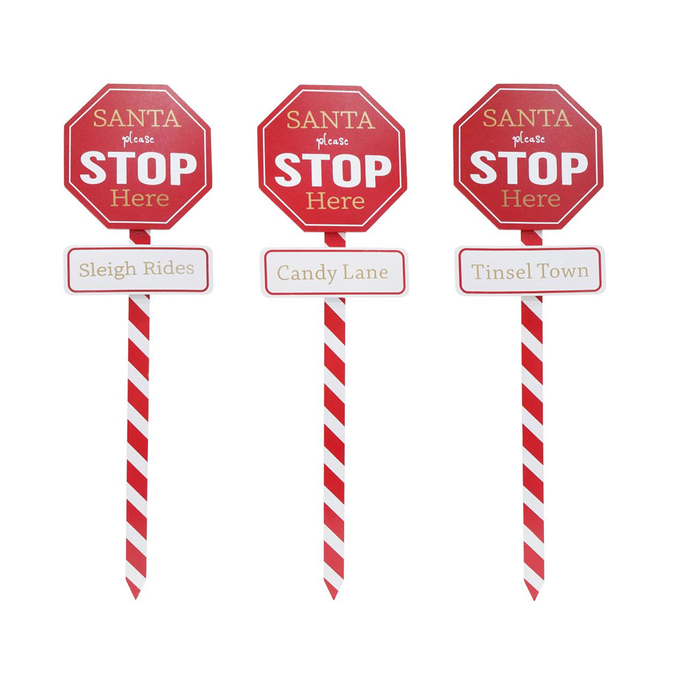 Santa Stop Here Garden Stake | 75cm, Assorted Designs