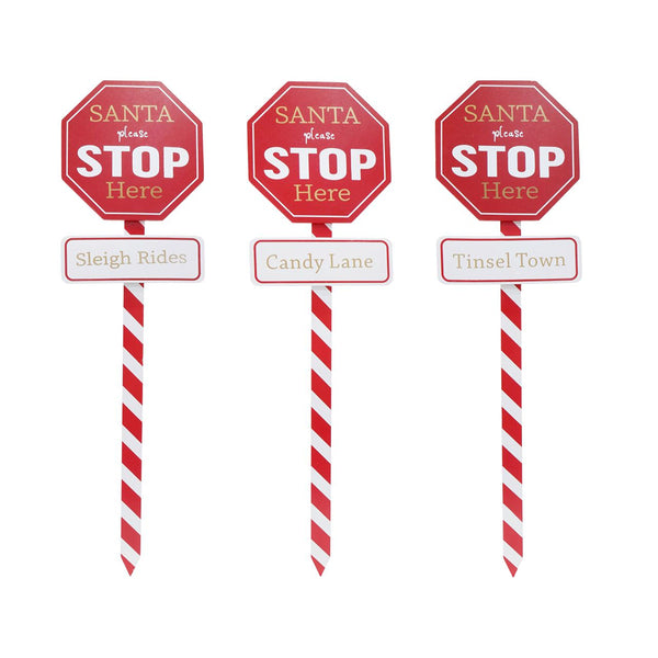 Santa Stop Here Garden Stake | 75cm, Assorted Designs