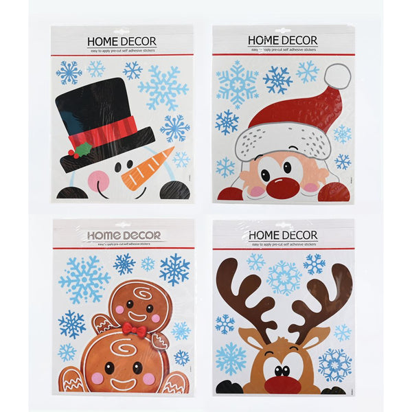 Christmas Window Clings Assorted Designs | 4 Festive Holiday Designs