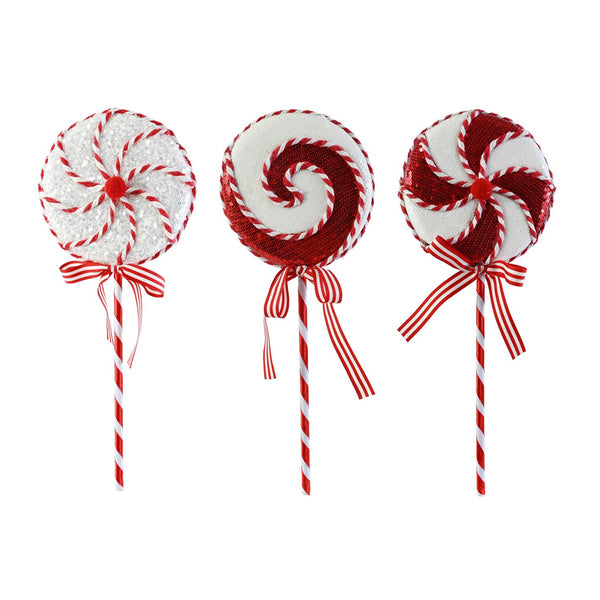 Christmas Lollipop Pick | 38cm, Assorted Red-White Windmill Designs