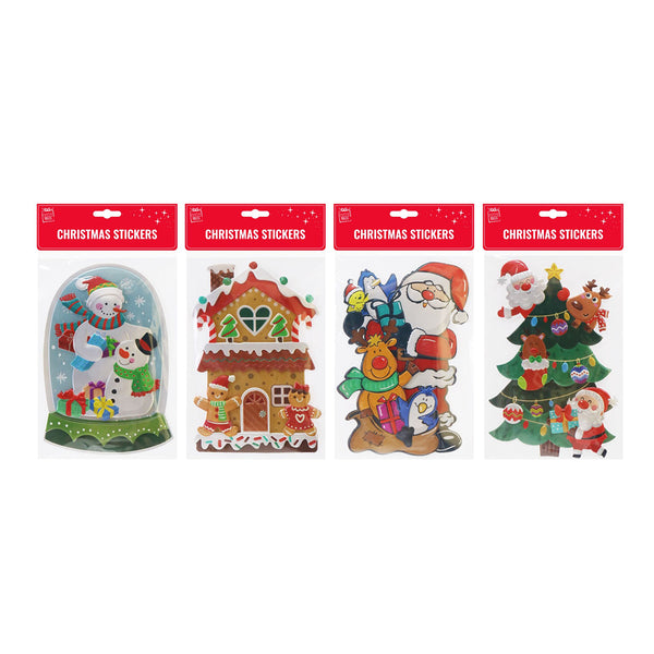 Christmas Handmade Stickers | Assorted Designs, 4 Snowman Gingerbread Santa Tree