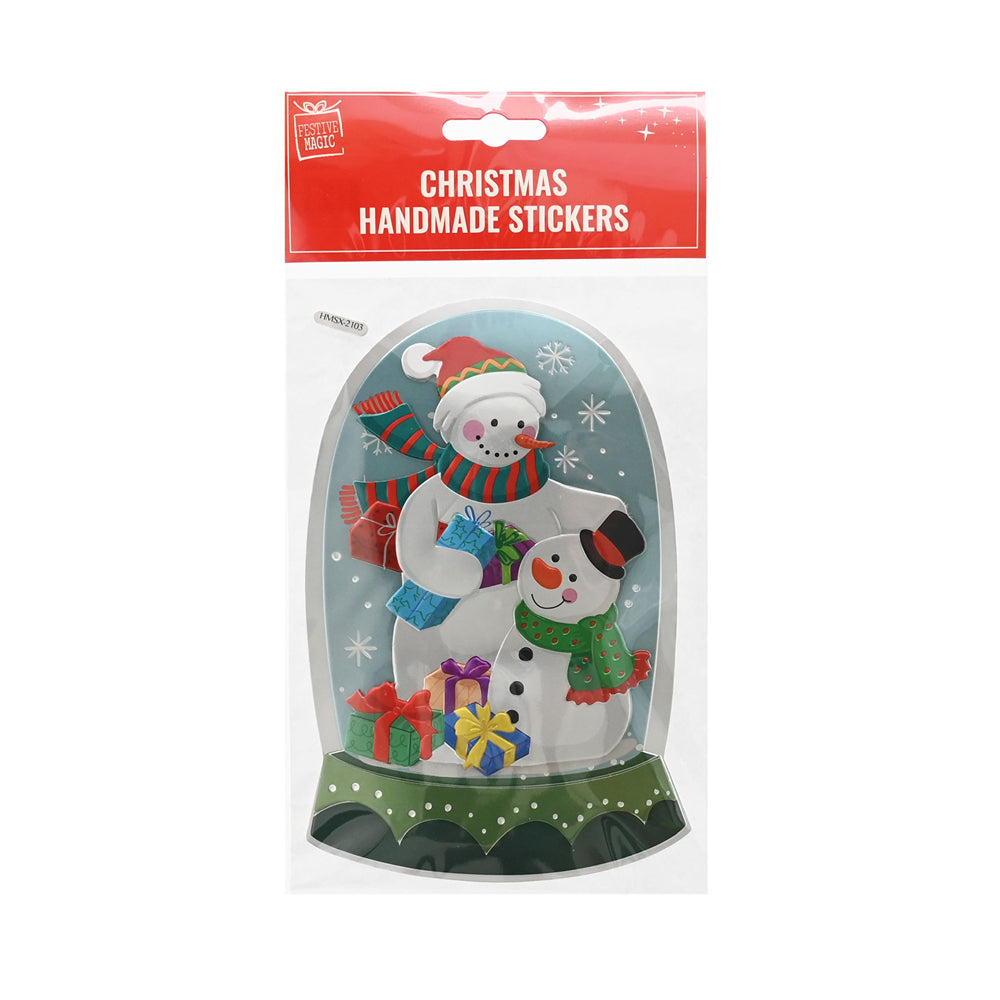 Christmas Handmade Stickers | Assorted Designs, 4 Snowman Gingerbread Santa Tree