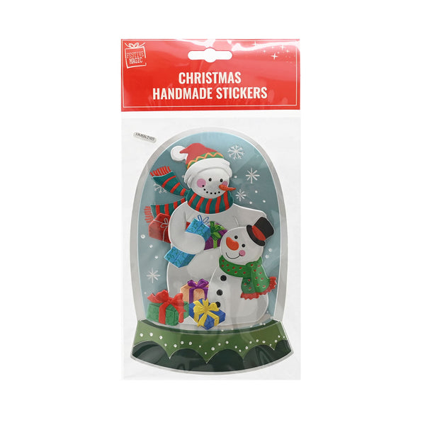 Christmas Handmade Stickers | Assorted Designs, 4 Snowman Gingerbread Santa Tree