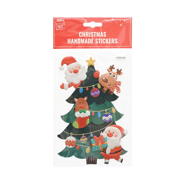 Christmas Handmade Stickers | Assorted Designs, 4 Snowman Gingerbread Santa Tree