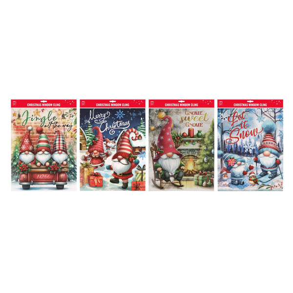 Christmas Window Clings | Static, Removable, Reusable, Assorted Santa Designs