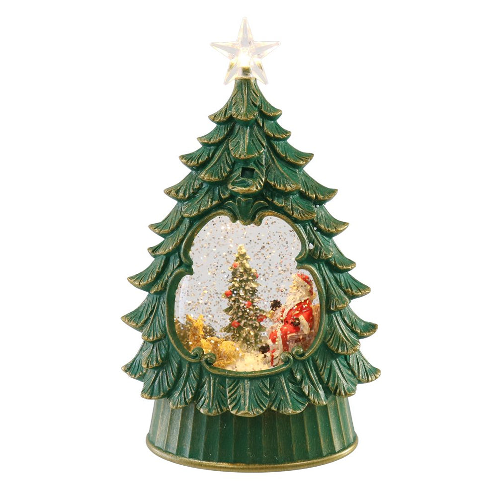Glitter Swirl Musical Christmas Tree USB | Green/Gold, Warm White LED, 100cm Cable