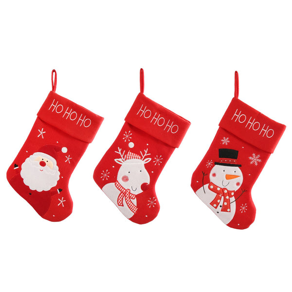 Fleece Christmas Stocking with Embroidered Motif | Assorted Designs, Sateen Lining