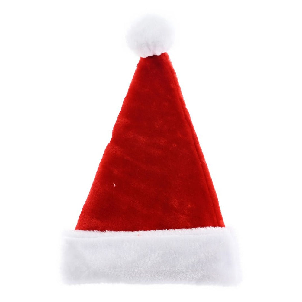 Festive Magic Heavy Plush Santa Hat - Red and White, Fluffy Cuff, Large Pom-Pom