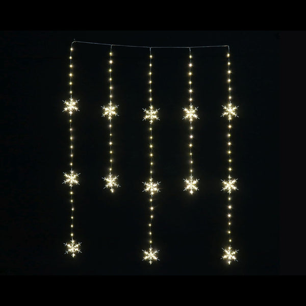LED Wire Snowflakes Curtain Warm White | 100 x 130cm, 234 Lights