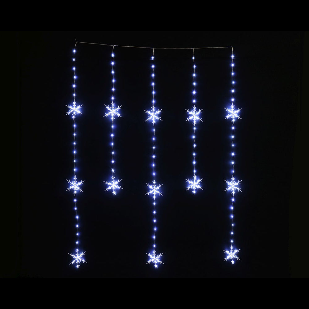 LED Wire Snowflakes Curtain White | 100 x 130cm, 234 Cool White Lights