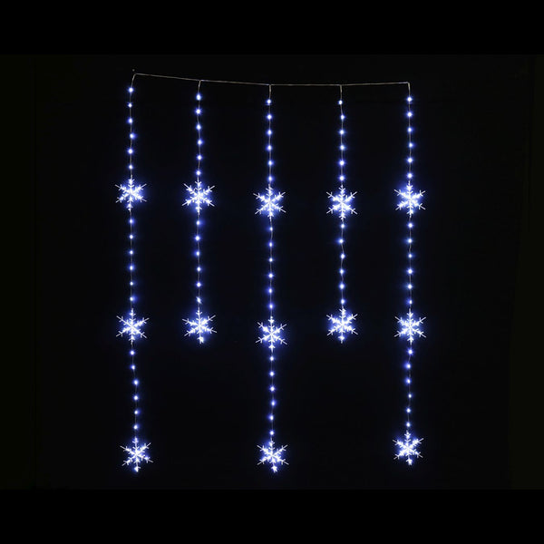LED Wire Snowflakes Curtain White | 100 x 130cm, 234 Cool White Lights