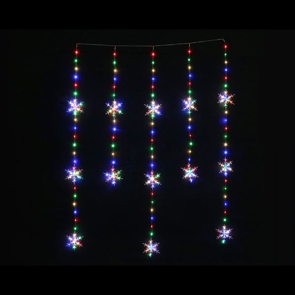 LED Wire Snowflakes Curtain Lights | Multicolour, 100 x 130cm, 234 LEDs