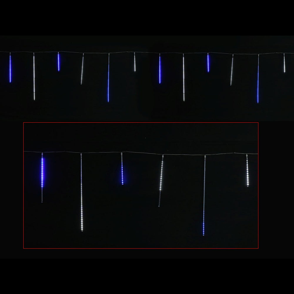 LED Rainfall Tubes Mixed Sizes | Cool White and Blue, 288 SMD Lights, Pack of 12