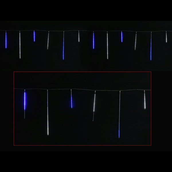 LED Rainfall Tubes Mixed Sizes | Cool White and Blue, 288 SMD Lights, Pack of 12