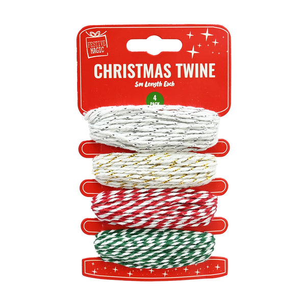 Christmas Twine Mix | 5m, Pack of 4, Assorted Designs