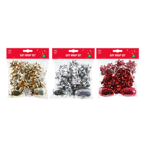 Gift Bow and Ribbon Set | 22 Piece, Assorted Colours, 5cm Star Bows