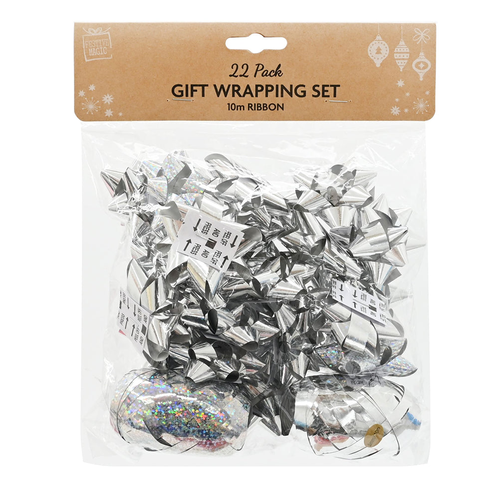 Gift Bow and Ribbon Set | 22 Piece, Assorted Colours, 5cm Star Bows