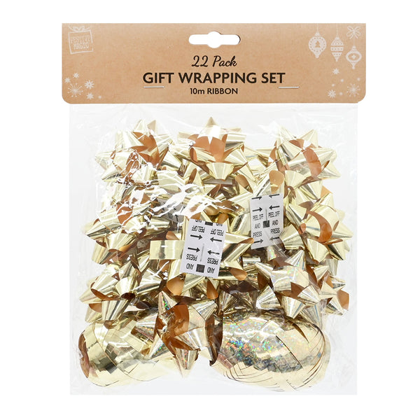Gift Bow and Ribbon Set | 22 Piece, Assorted Colours, 5cm Star Bows