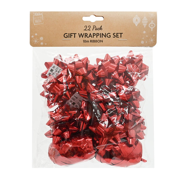 Gift Bow and Ribbon Set | 22 Piece, Assorted Colours, 5cm Star Bows