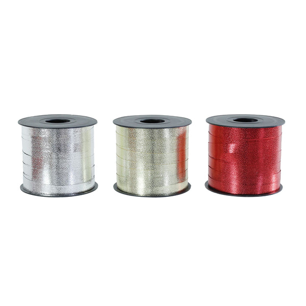 Metallic Embossed Ribbon 10mm x 40m | Assorted Colours
