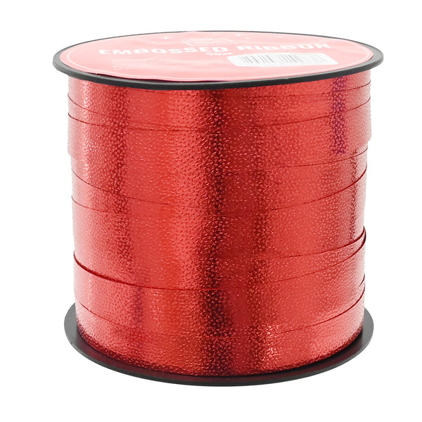Metallic Embossed Ribbon 10mm x 40m | Assorted Colours