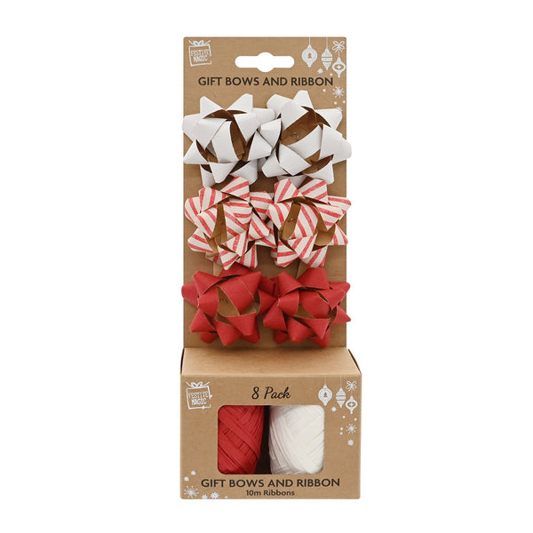 Gift Wrapping Set 8 Piece Assorted | Star Bows, Curling Ribbon, Mixed Colours