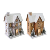 Festive Magic Light Up Snowy House Christmas Decoration - 20cm, Assorted Designs