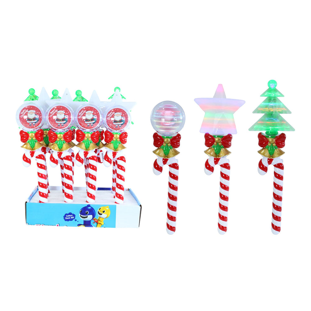 Light Up Candy Cane Spinning Wand | Assorted Designs, 6 Multicolour LEDs