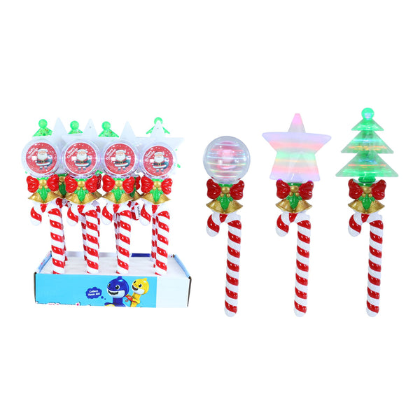 Light Up Candy Cane Spinning Wand | Assorted Designs, 6 Multicolour LEDs