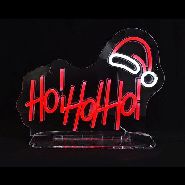 LED Neon Flex Ho Ho Ho Hat | 19 x 35cm, USB with 1.8m Lead