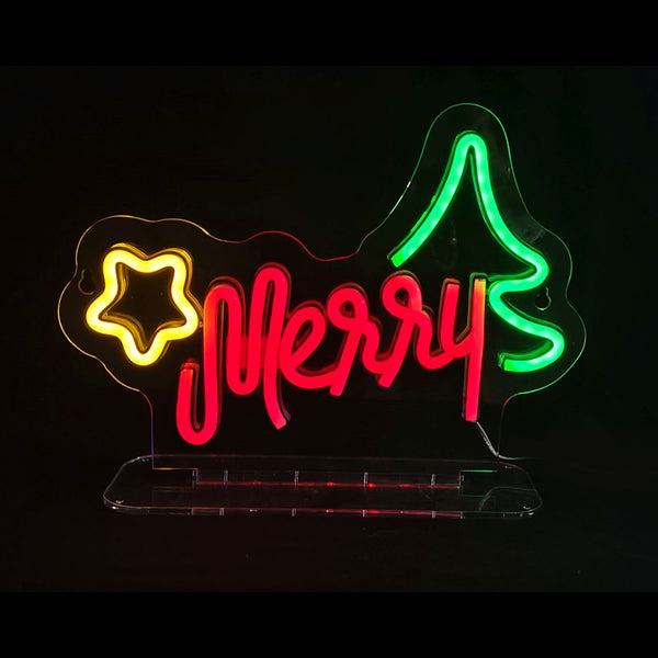 LED Neonflex Merry Tree & Star Light | 31 x 23cm, USB with 1.8m Lead