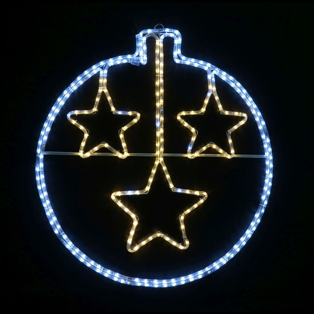 LED Rope Light Stars Bauble Twinkle 78cm | Cool White Bauble, Warm White Stars