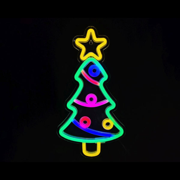 LED Neonflex Tree Motif with Decoration | 40cm, USB, 1.8m Lead