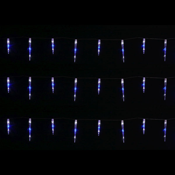 LED Icicle Tube Lights 24pk | Cool White and Blue Mix, 6.9m, 8 Function