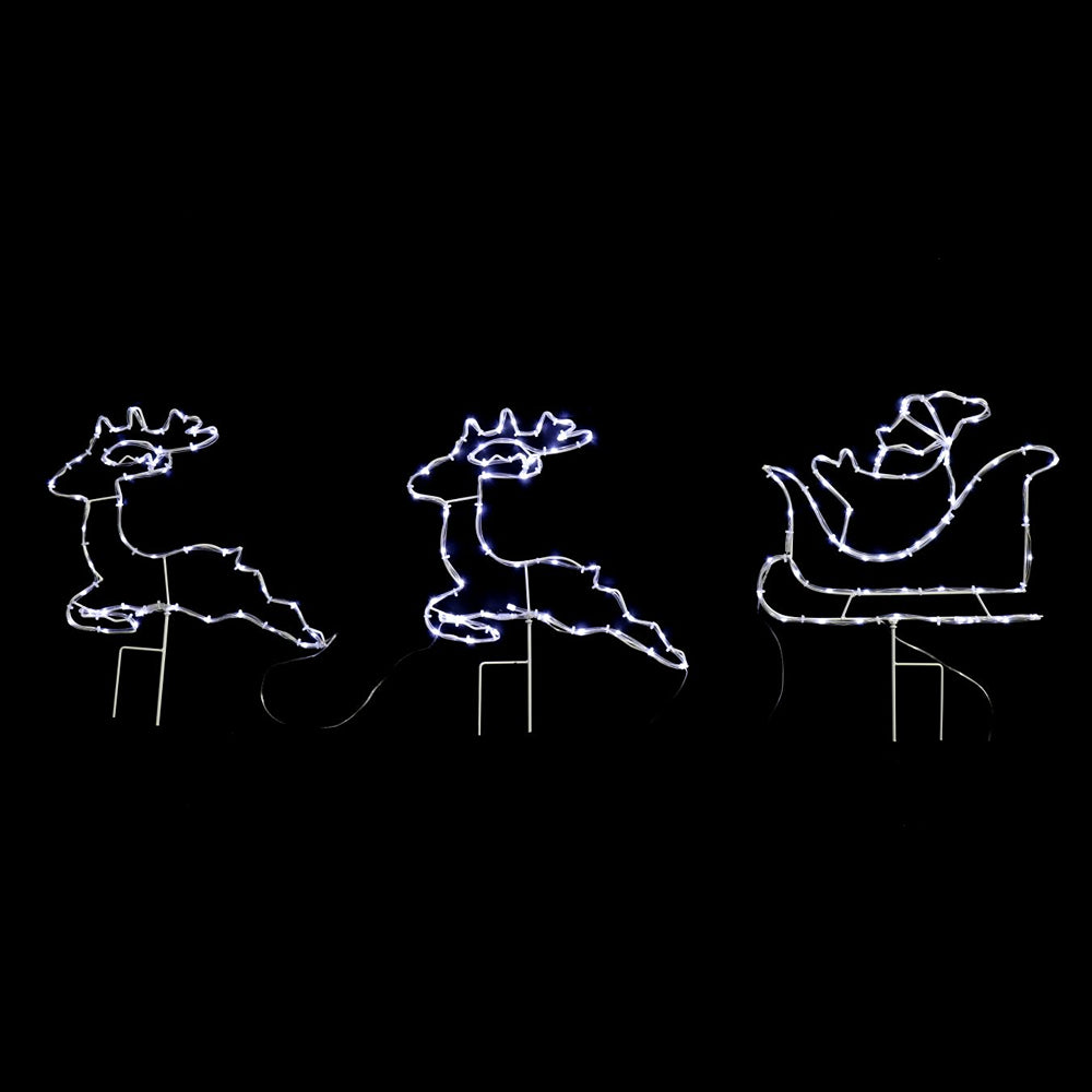 LED Tubelight Santa Sleigh Reindeer Path Lights | 230cm, 143 Cool White LEDs