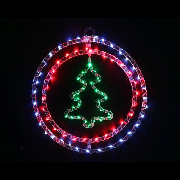 LED Crystal Double Rings Tree Light | 36cm, 8 Function, Green Tree