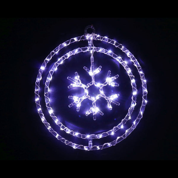 LED Crystal Double Rings Snowflake Light | 36cm, 8 Function, Cool White