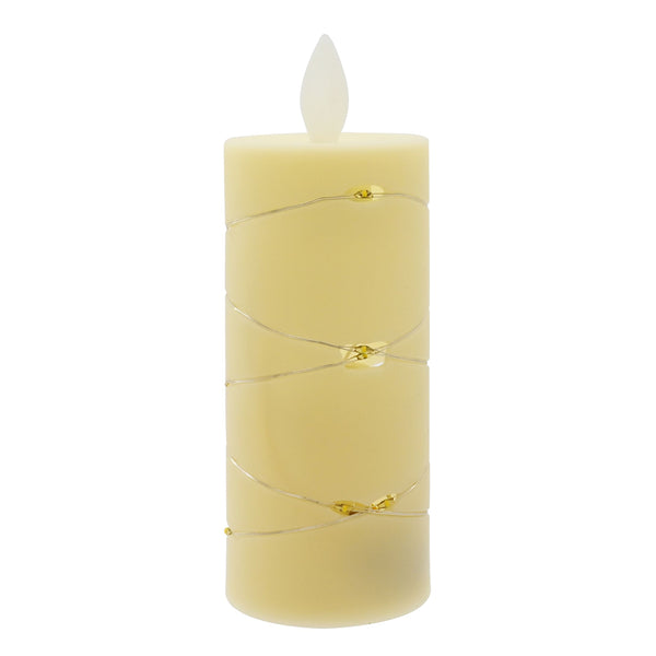 LED Micro Wire Light Candle | 11cm, Ivory Plastic, 15 Warm White Lights, Assorted Designs