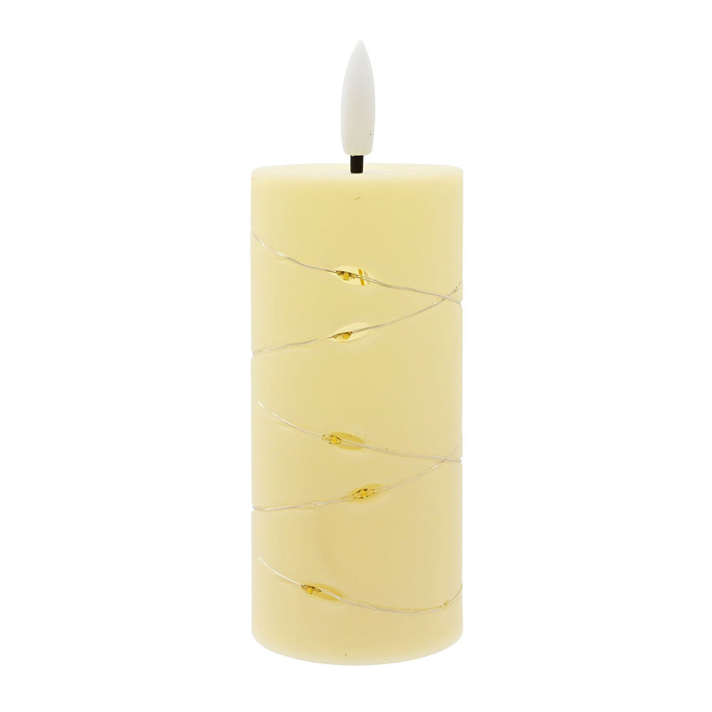 LED Micro Wire Light Candle | 11cm, Ivory Plastic, 15 Warm White Lights, Assorted Designs