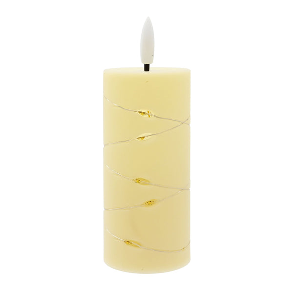 LED Micro Wire Light Candle | 11cm, Ivory Plastic, 15 Warm White Lights, Assorted Designs