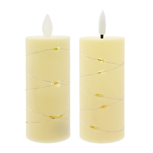 LED Micro Wire Light Candle | 11cm, Ivory Plastic, 15 Warm White Lights, Assorted Designs